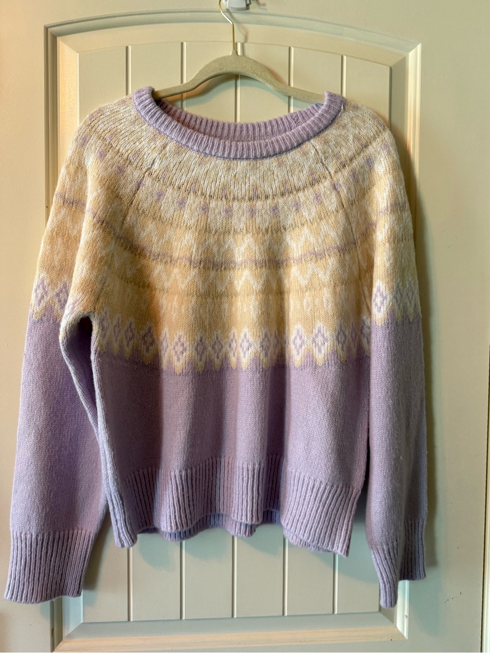 Lavender & Cream Fair Isle Crewneck Sweater - Girl's NWT